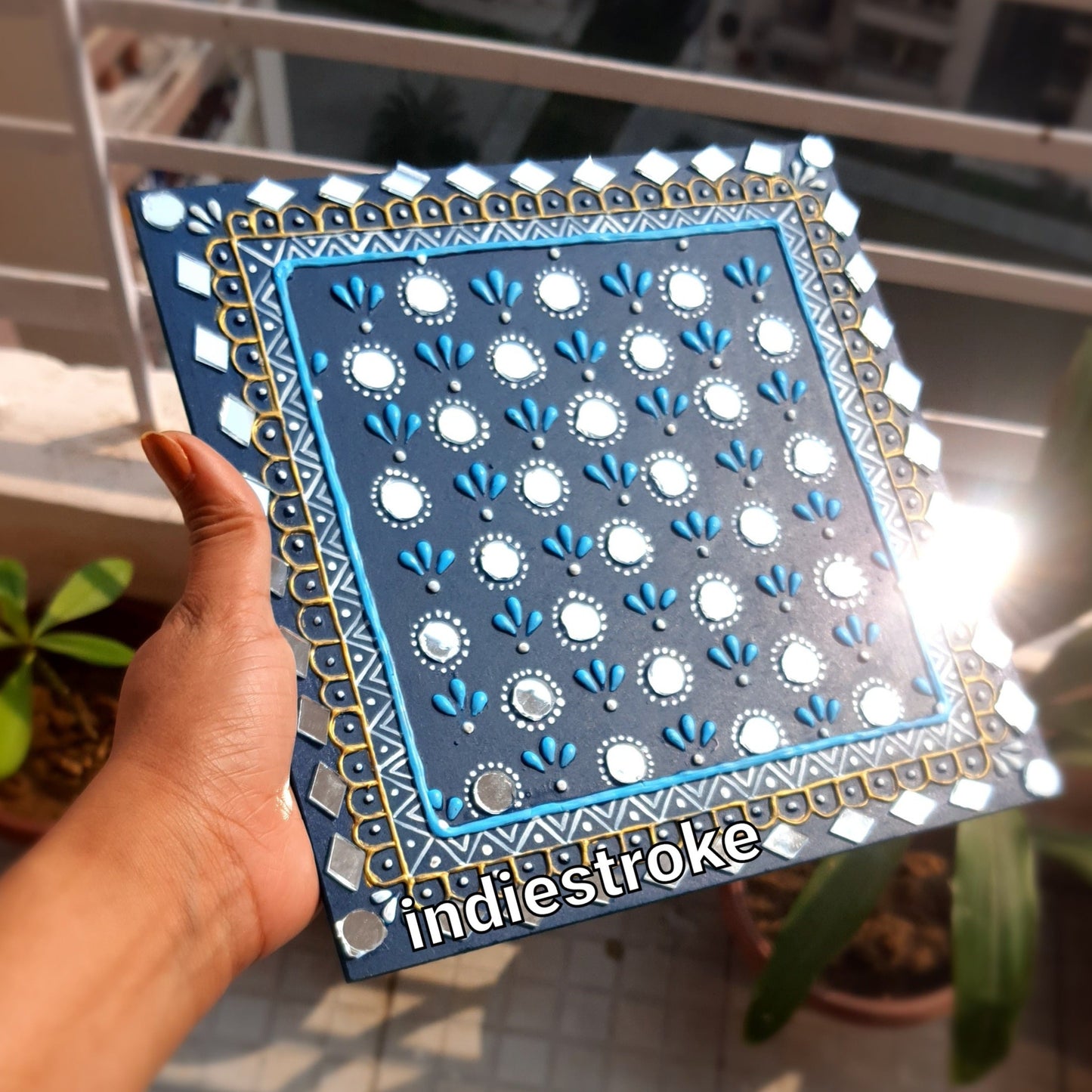 Blue Square Lippan Art