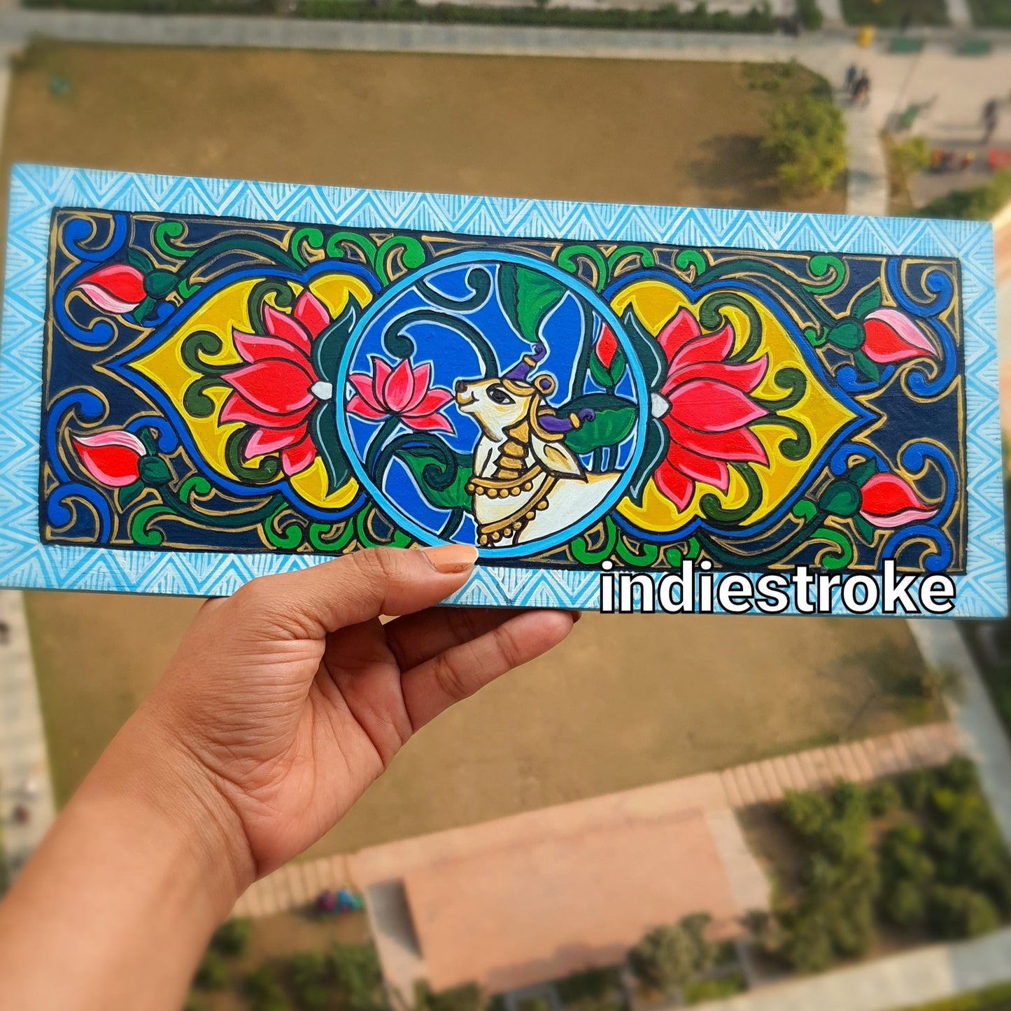 Rectangle Blue Indian Art