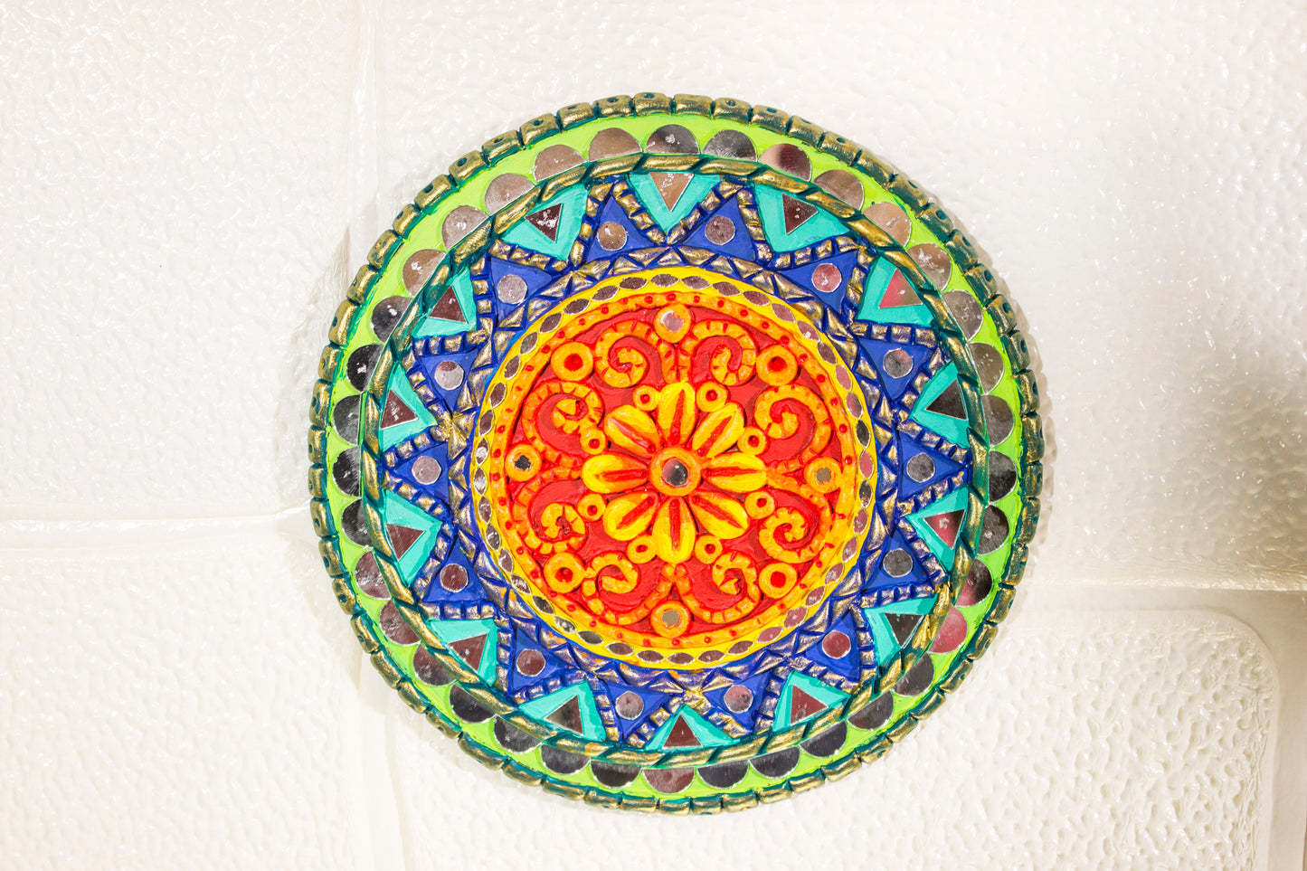 Handpainted Round Lippan Art Wall Hanging | Set of 4
