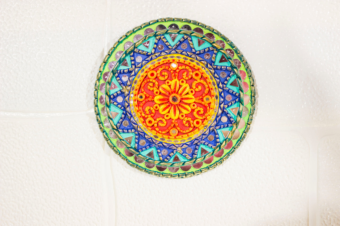 Handpainted Round Lippan Art Wall Hanging | Set of 4