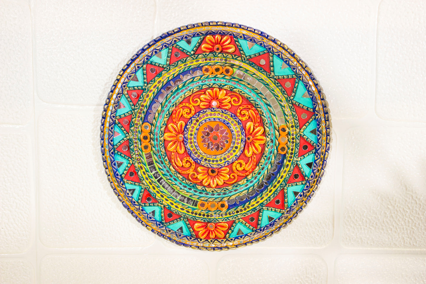Handpainted Round Lippan Art Wall Hanging | Set of 4