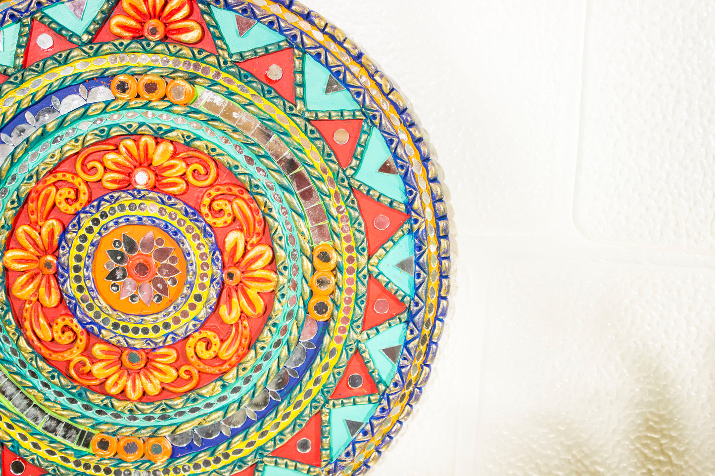 Handpainted Round Lippan Art Wall Hanging | Set of 4