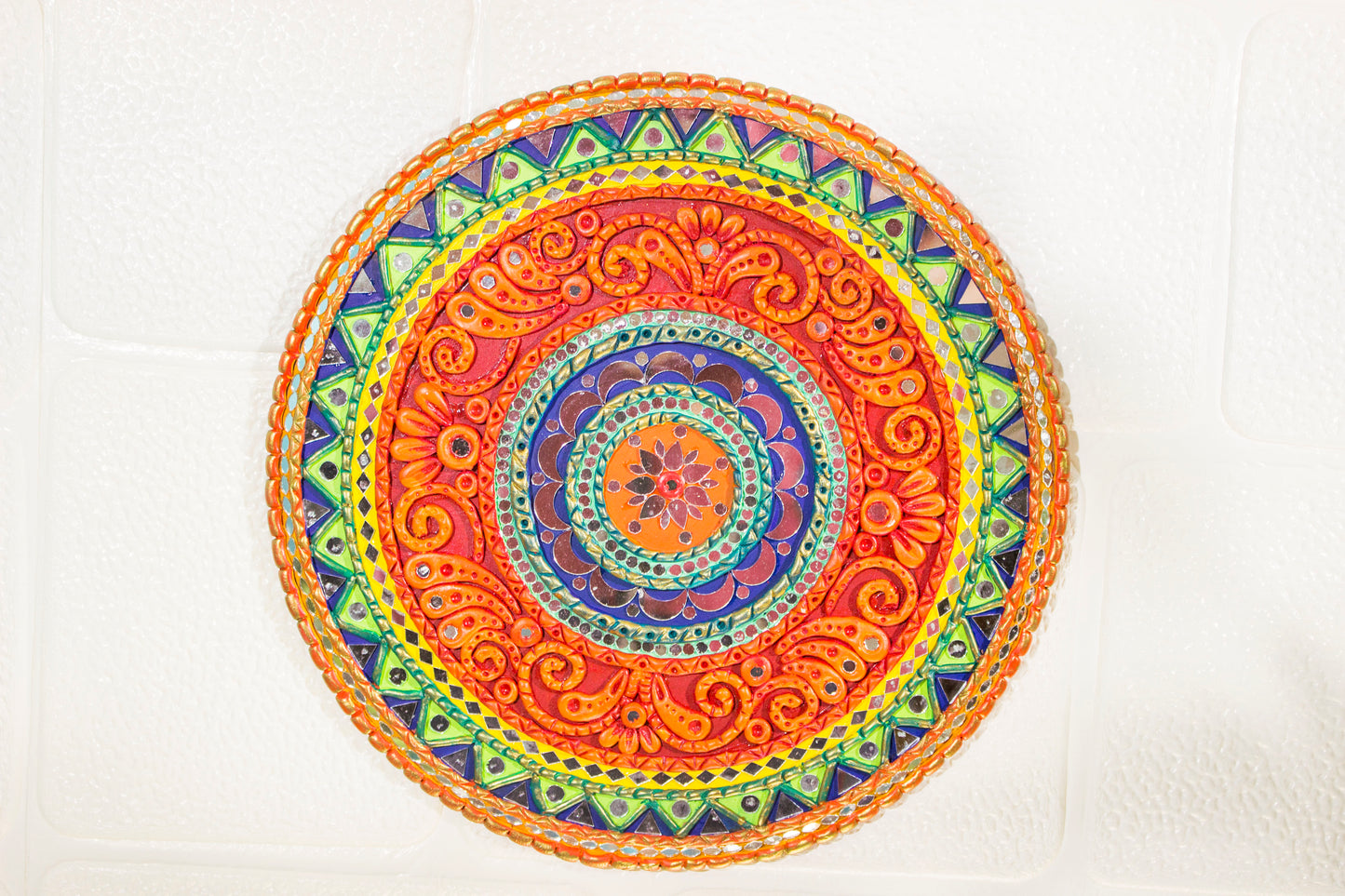 Handpainted Round Lippan Art Wall Hanging | Set of 4