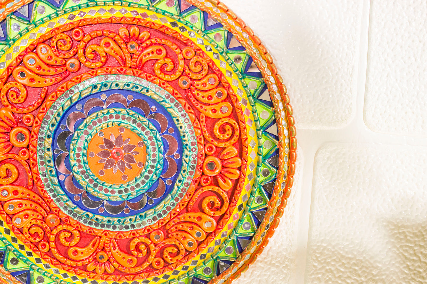 Handpainted Round Lippan Art Wall Hanging | Set of 4