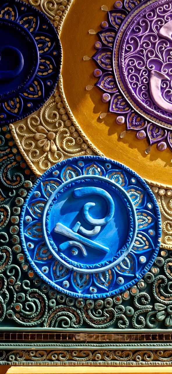 7 Chakra Lippan Art Wall Decor – Handcrafted Mud & Mirror Artwork