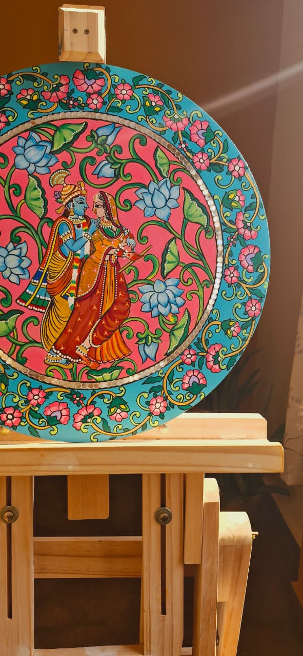 Handcrafted Radha Krishna Painting - Devotional Wall Decor