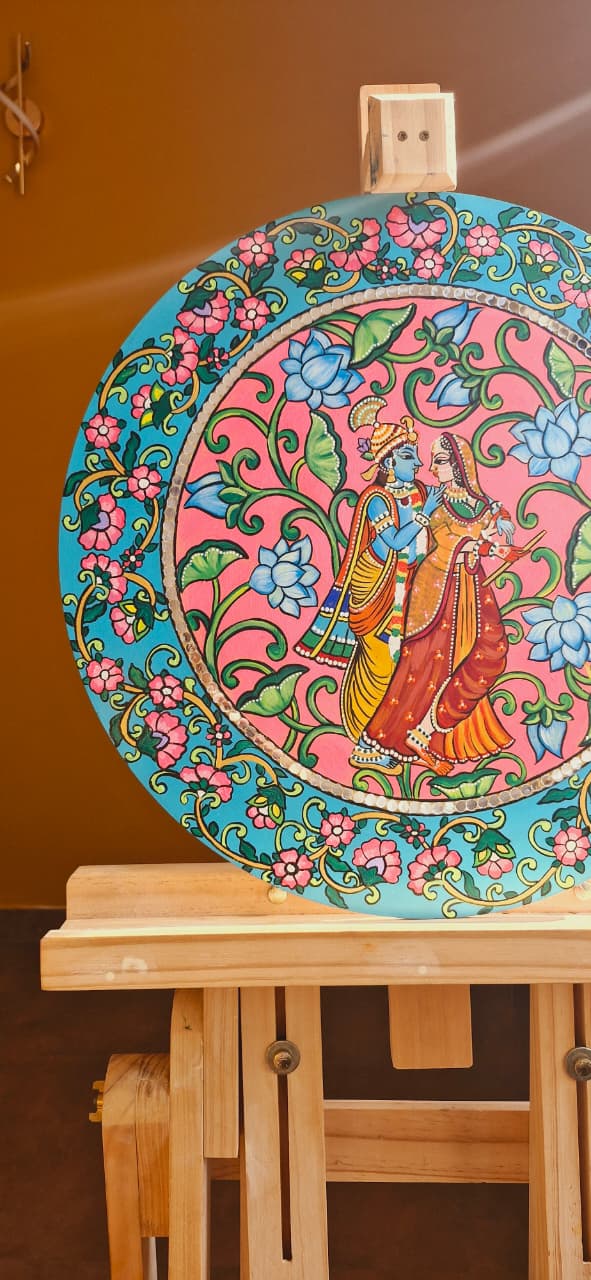 Handcrafted Radha Krishna Painting - Devotional Wall Decor