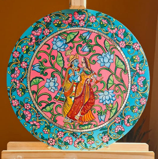 Handcrafted Radha Krishna Painting - Devotional Wall Decor