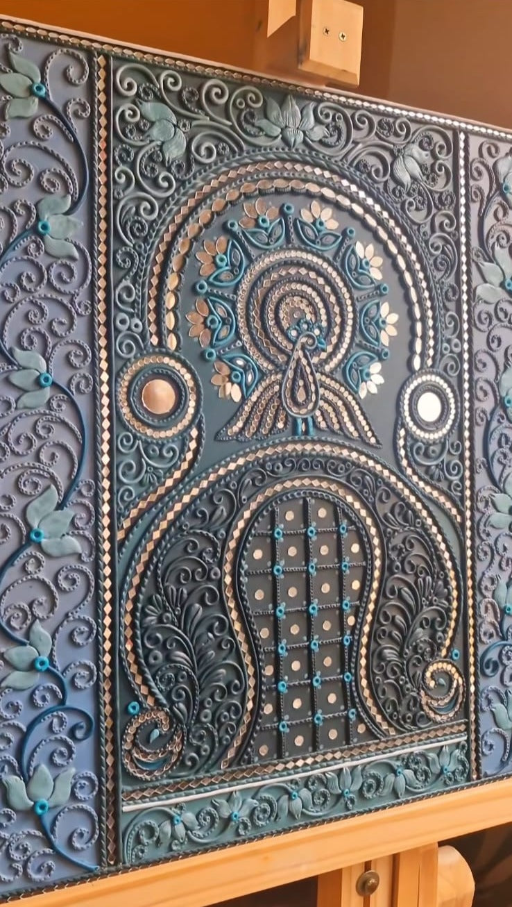 Peacock Lippan Art Wall Decor – Handcrafted Mud & Mirror Work