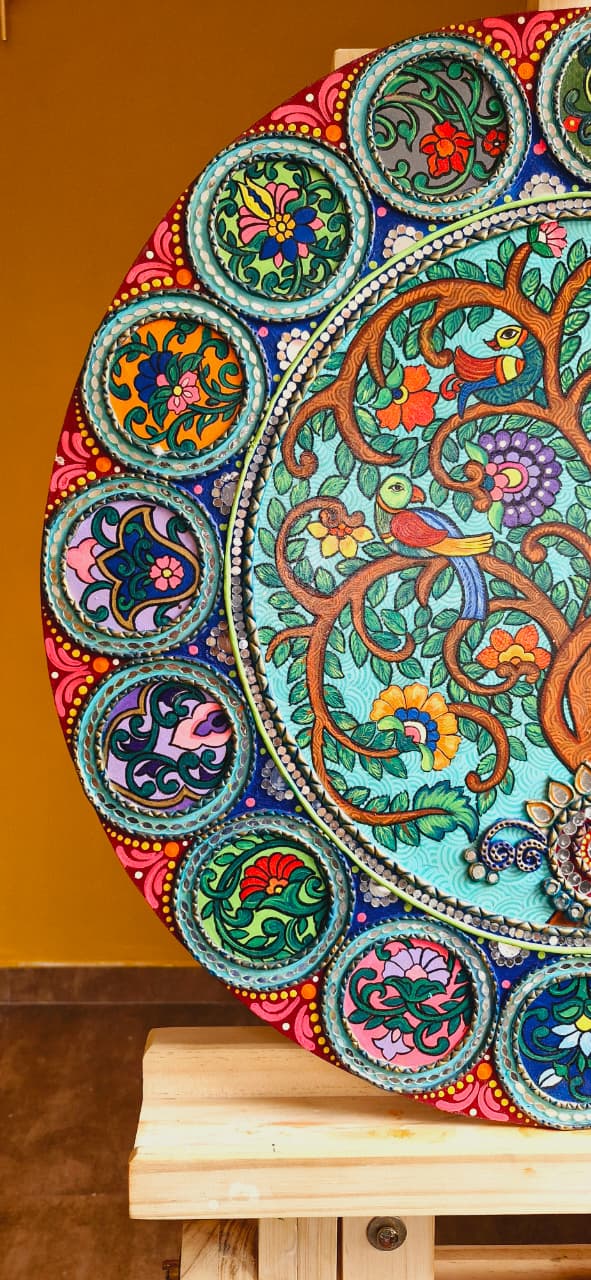 Tree of Life Lippan Art Wall Decor – Handcrafted Mud & Mirror Work