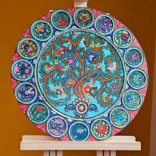 Tree of Life Lippan Art Wall Decor – Handcrafted Mud & Mirror Work
