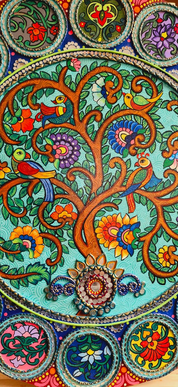 Tree of Life Lippan Art Wall Decor – Handcrafted Mud & Mirror Work