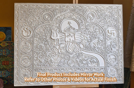 Lord Ganesh Lippan Art Wall Panel – Mud & Mirror Craft